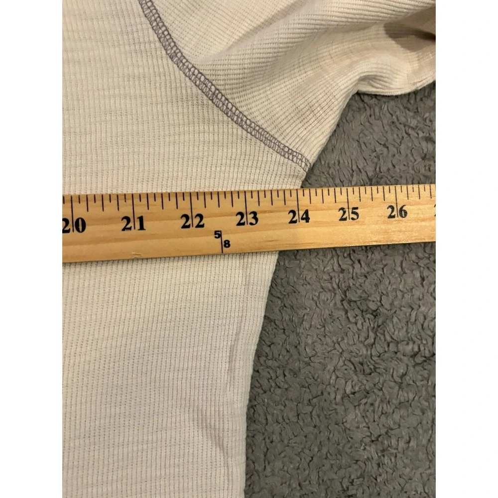 Banana Republic Mens Large Thermal Waffle Knit Shirt Off White Long Sleeve Crew